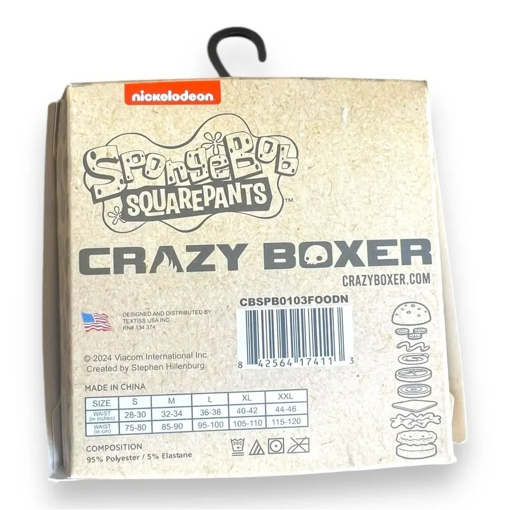 Crazy Boxer Briefs with Gift Box Nickelodeon Krabby Patty  SpongeBob Mens Size S